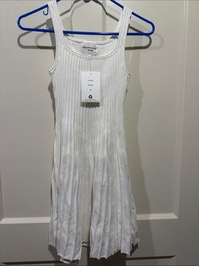 White Ribbed Tank Dress for Kids